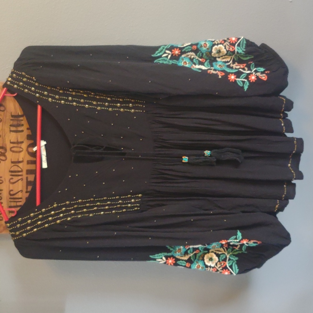 Anthropologie Floreat Floral balloon Sleeve Blouse
